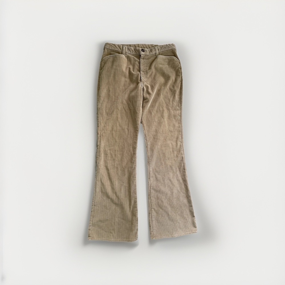 Vntage Lee Beige corduroy pants 1970 36X34 High Waist Boho Western Retro